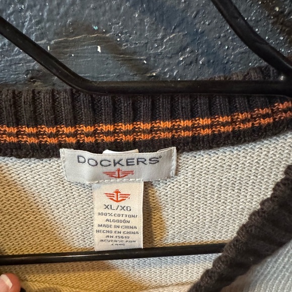 Dockers Crewneck Brown and Cream Striped Sweater - Picture 2 of 3